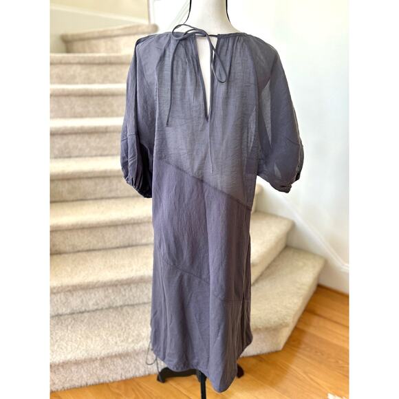 NWOT Zara Grey Puff Sleeve Bias Cut Lagenlook Dress - Picture 2 of 8